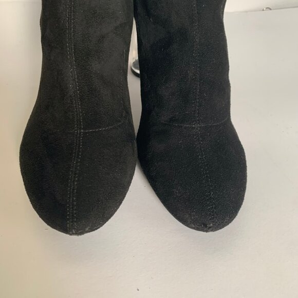 Zara Black Faux Suede Stretch Sock Boot with clear acrylic block heel - Size 40 - Picture 8 of 12